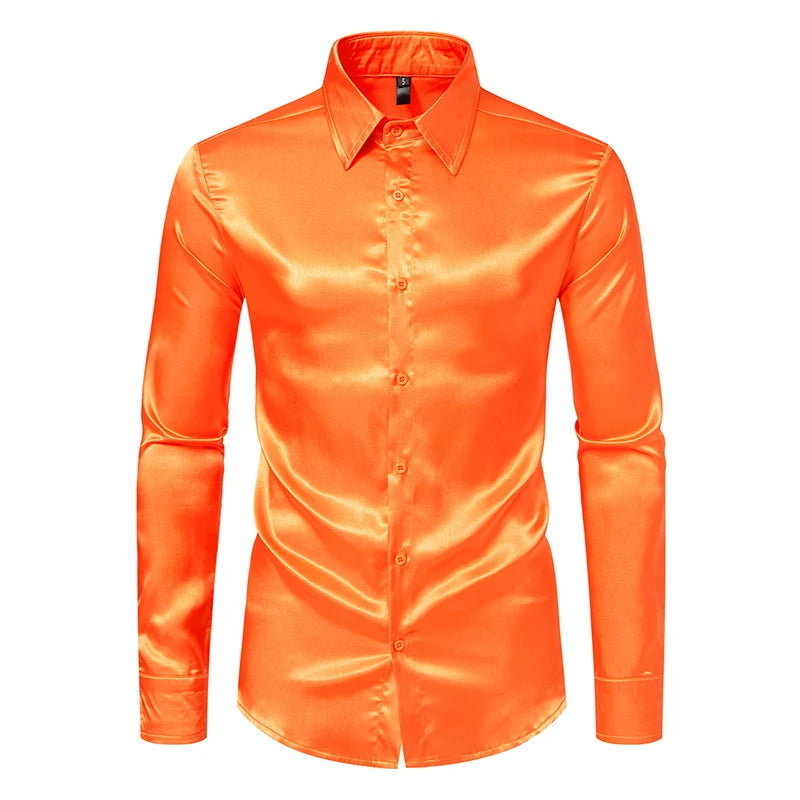 Men’s Luxury Black Satin Shirt