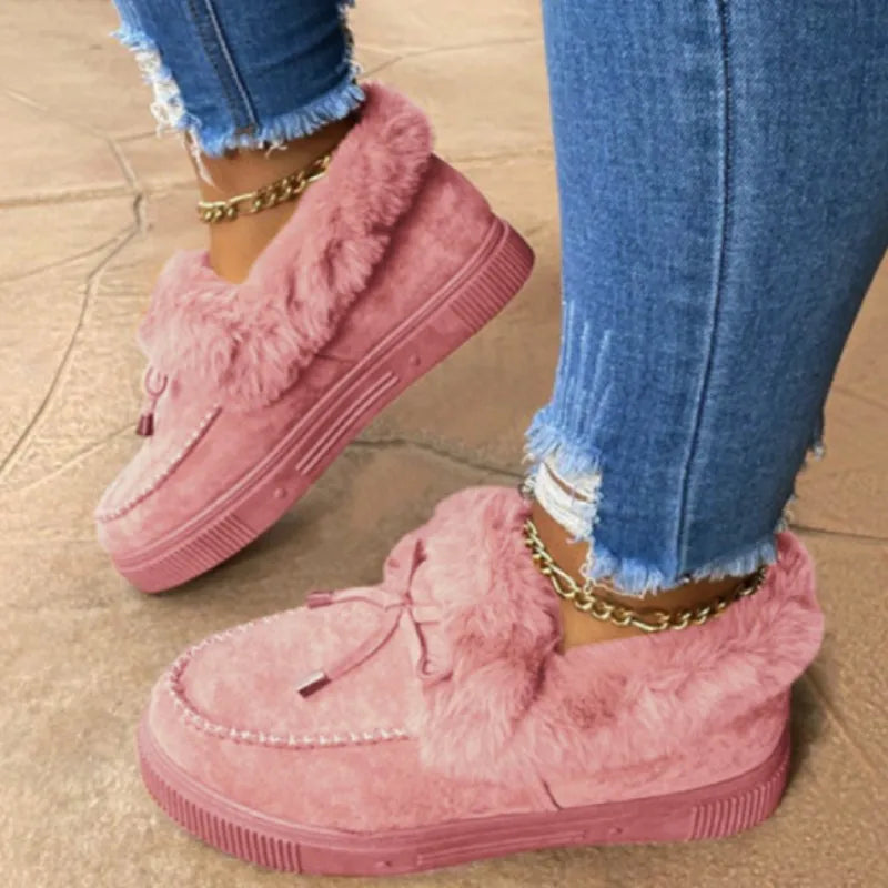 Women’s Solid Color Furry Winter Boots
