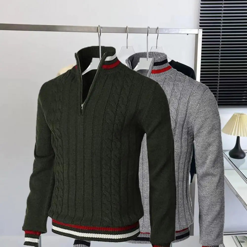 Turtleneck Long Sleeves Zipper Sweater for Men