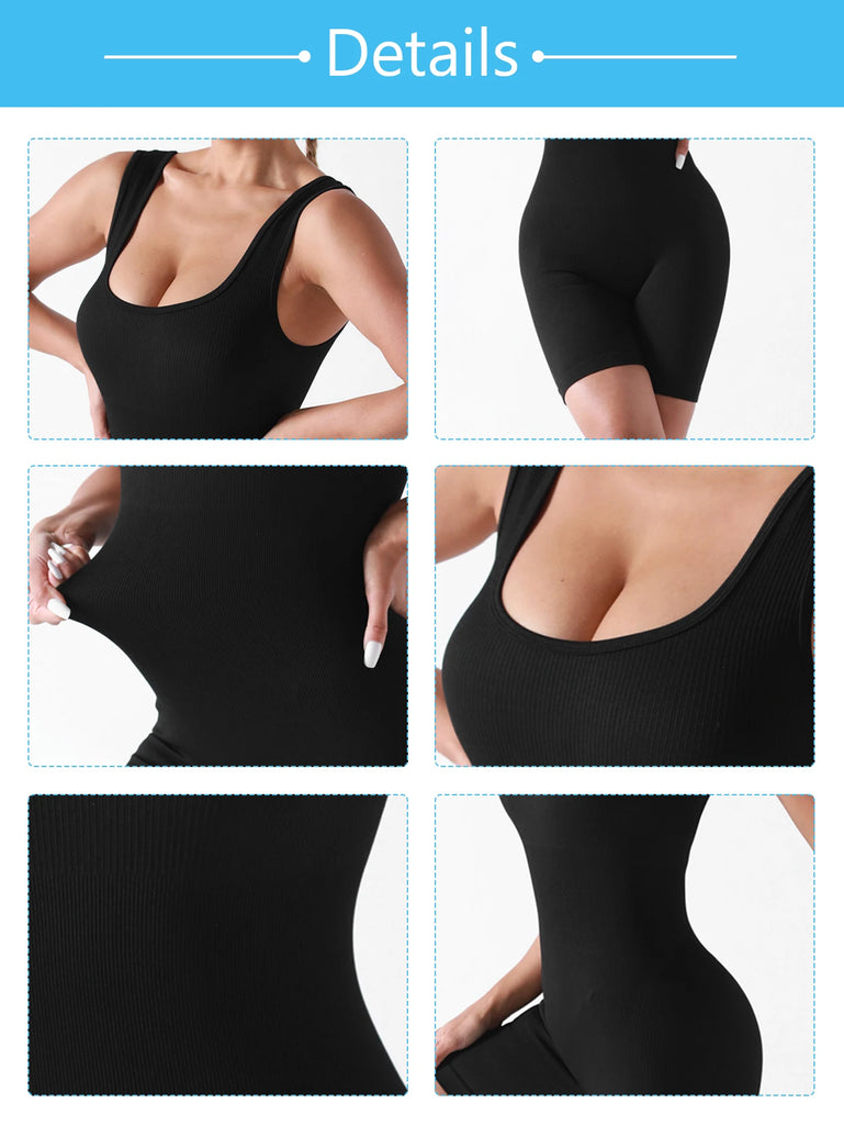 Women’s Black Jumpsuit Shorts for Yoga