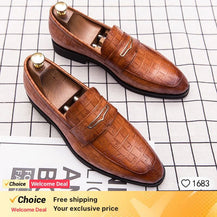 Men’s Crocodile Skin Textured Leather Shoes