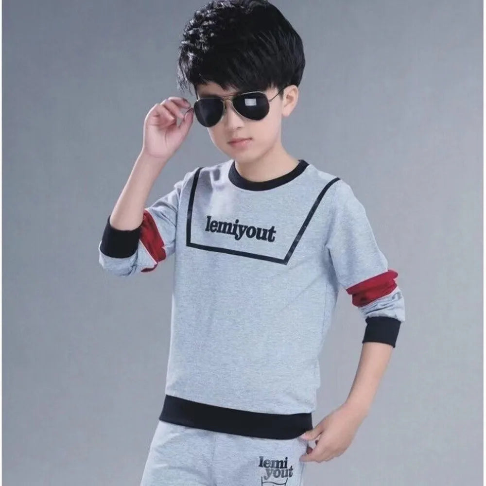 2024 New Boys Clothes Sport Suit Casual Sets Autumn Letter Children Winter Kids Tracksuit Spring + pants 5 6 7 8 9 10 11 12 year