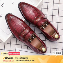 Men’s Crocodile Skin Textured Leather Shoes