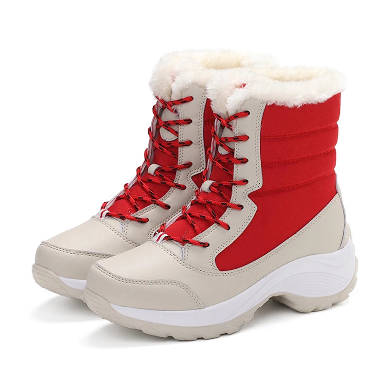 Snow Women's Boots 2025 Trend Women Shoes Platform Ladies Shoes Solid Mid Women's High Boots Platform Boots Women Botas Mujer