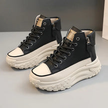 Women’s Leather & Canvas Platform Sneakers