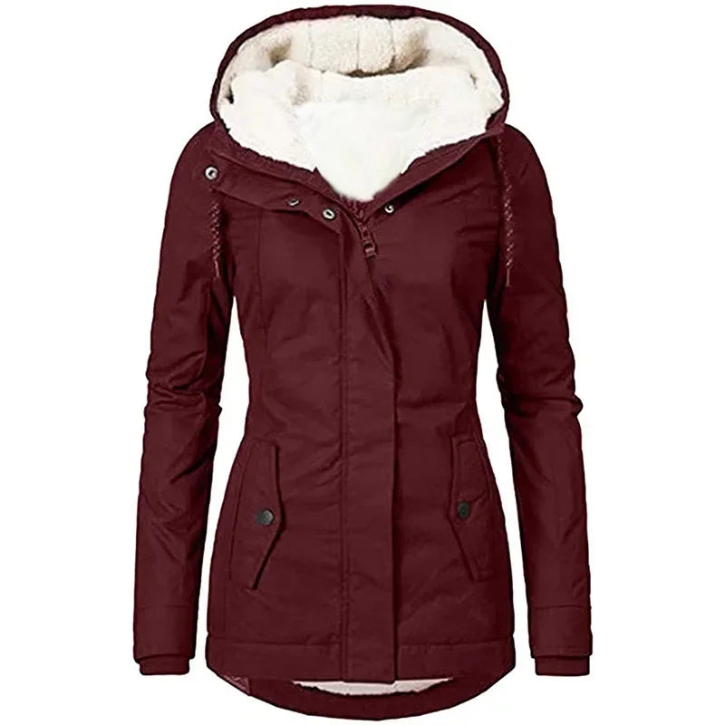 Fashion Hooded Women Splice Zipper Coats