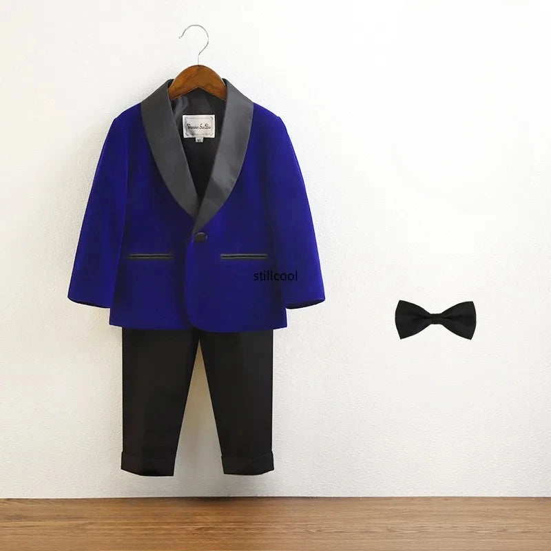 Baby Boys’ Black Velvet Tuxedo Suit