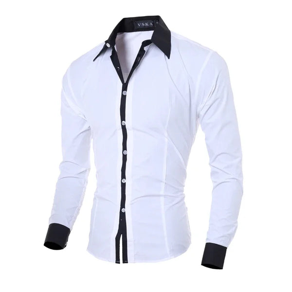 Mens Stripes Fashion Shirts Long Sleeved Slim White Social Shirts Casual Male Clothes Business Camisa Masculina Chemise christmas shirt