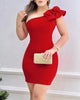 Women’s Red Floral Applique Mini Bodycon