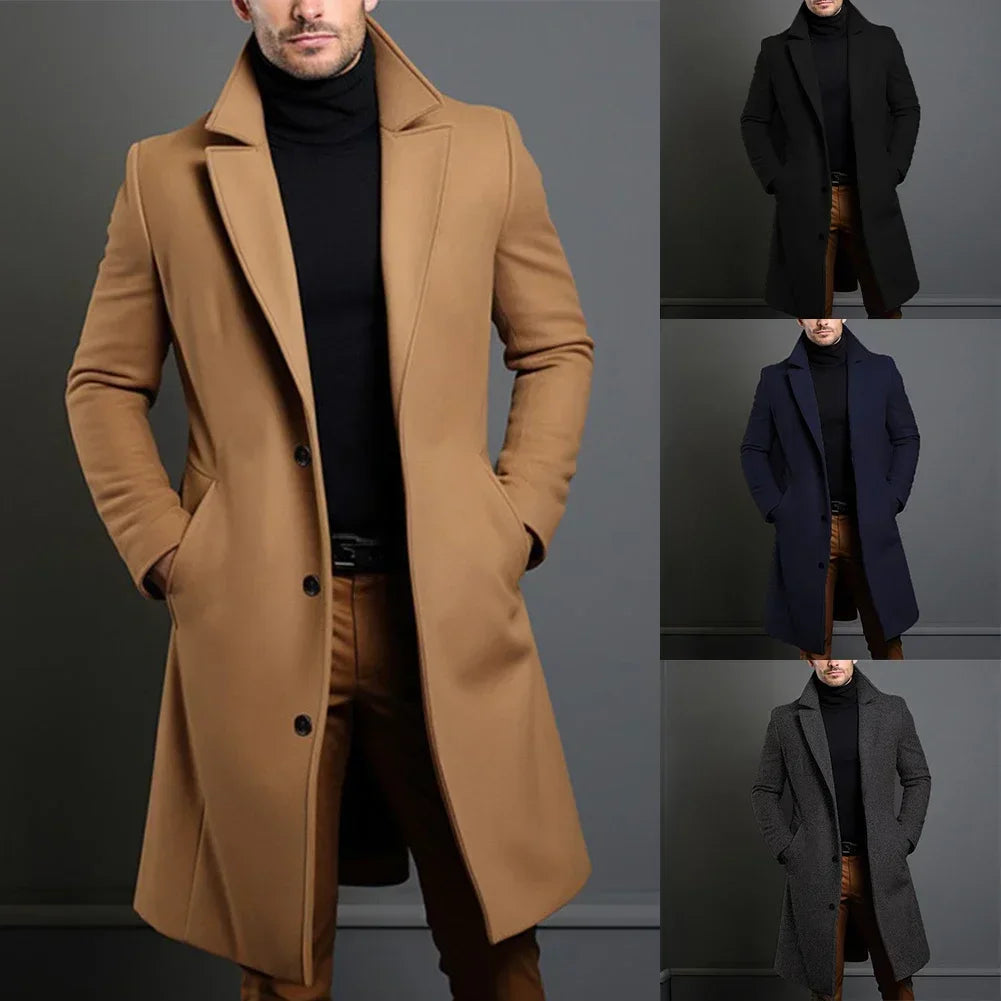 Warm Black Trench Coat For Men