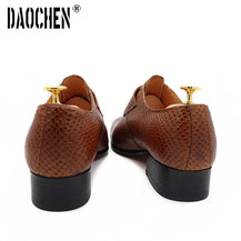 Men’s Snake Print Black & Brown Leather Loafers