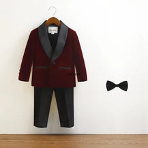 Baby Boys’ Black Velvet Tuxedo Suit