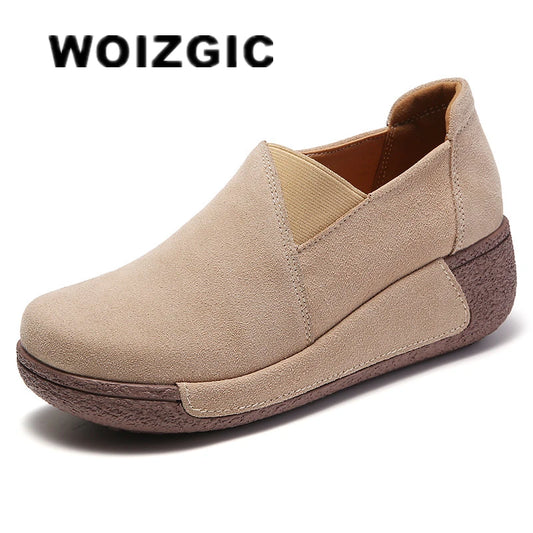 WOIZGIC Genuine Leather Shoes for Women