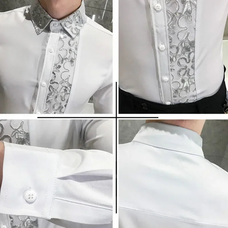 Men’s Luxury Black & White Shirt for Party