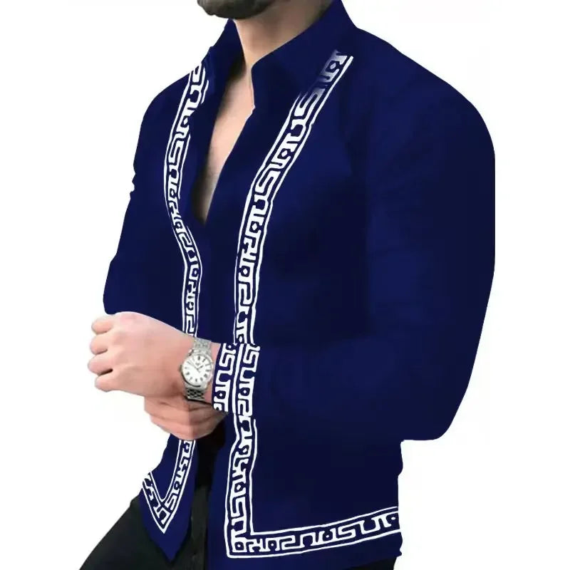 Long Sleeve Button Lapel Shirt for Men