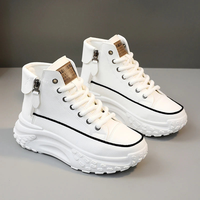 Women’s Leather & Canvas Platform Sneakers
