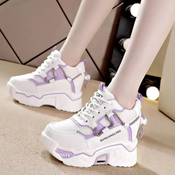 Sneakers Women Sports Shoes Platform Mesh Breathable Vulcanized Shoe Wedge Casual Comfort Woman Summer Zapatos Mujer