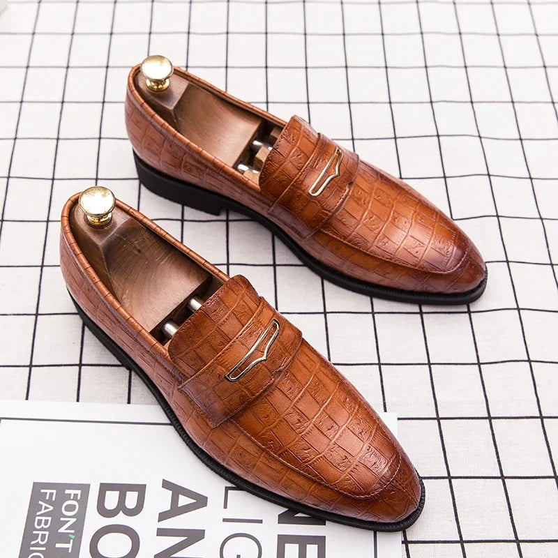 Men’s Italian Style Blue Leather Loafers