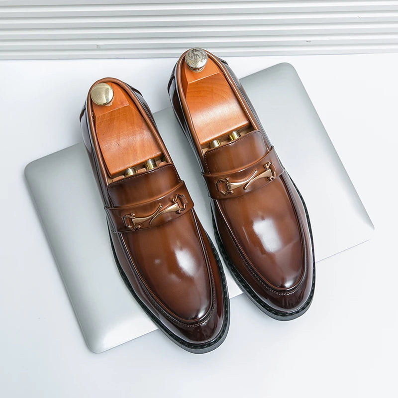 Men’s Handmade Brown Leather  Derby Loafers