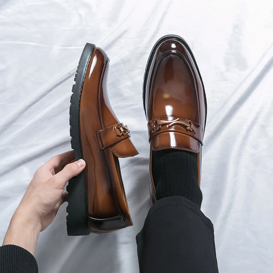 Men’s Handmade Brown Leather  Derby Loafers