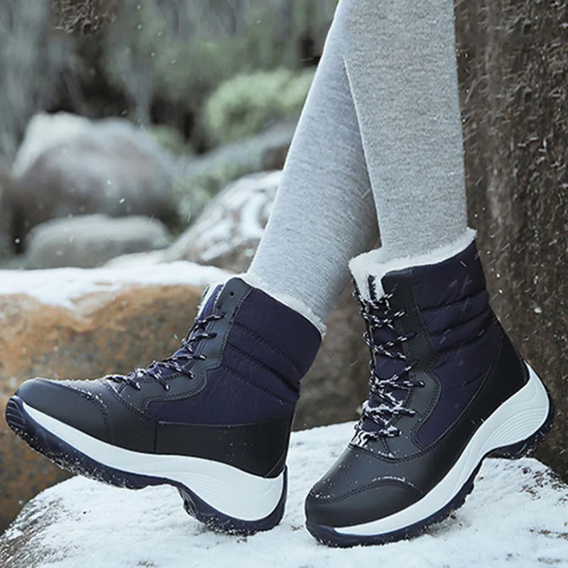 Snow Women's Boots 2025 Trend Women Shoes Platform Ladies Shoes Solid Mid Women's High Boots Platform Boots Women Botas Mujer