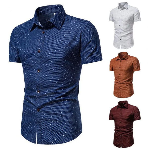Great Summer Top Business Turn-down Collar Leisure Men Shirt  Slim Fit Men Shirt for Daily Wear