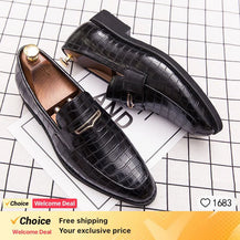Men’s Crocodile Skin Textured Leather Shoes