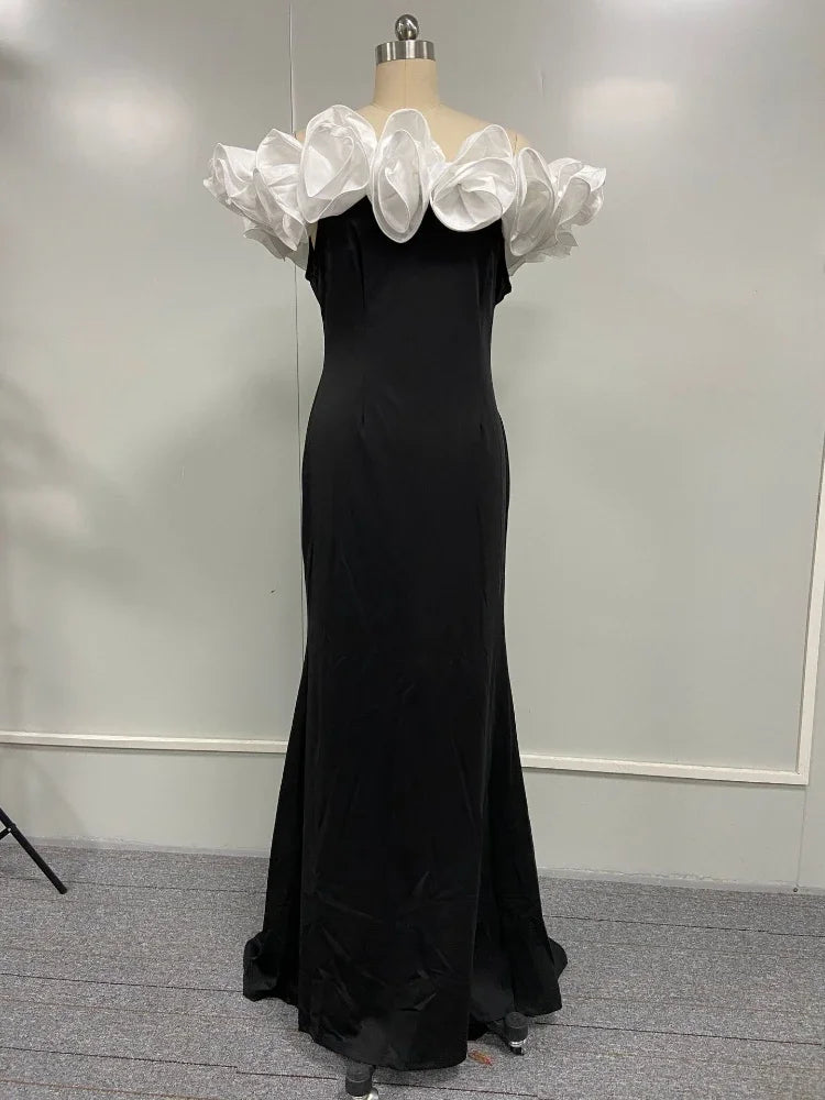 Women’s Luxury Black & White Contrast Party Dress