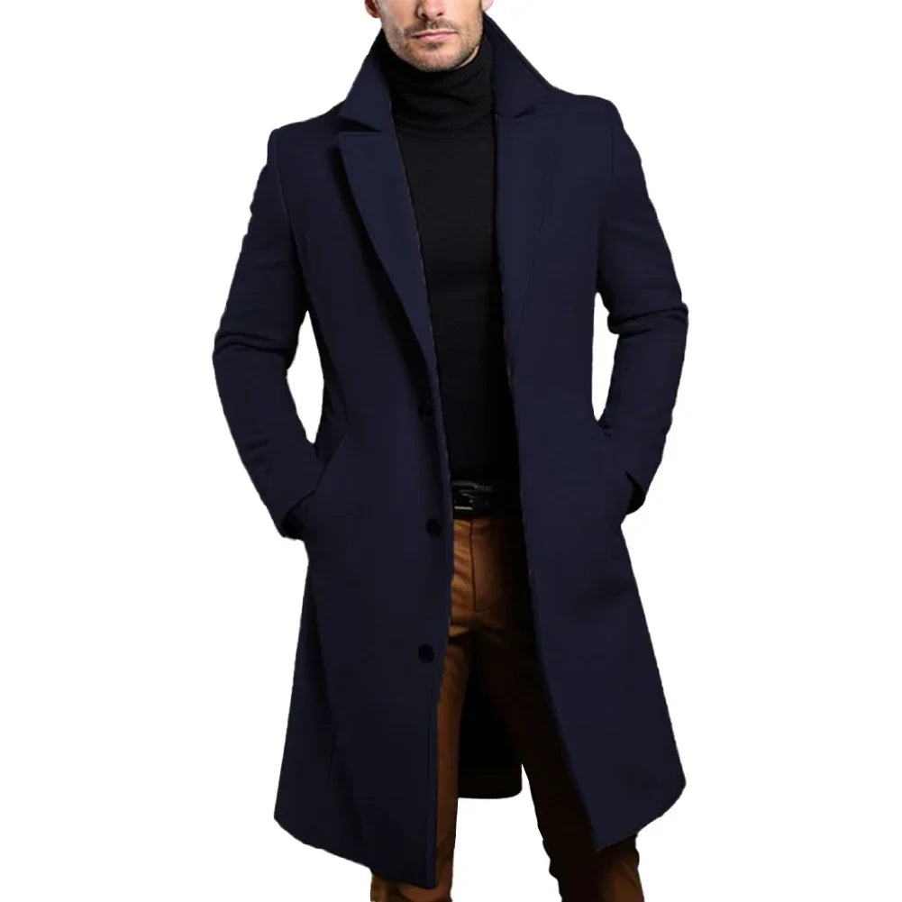 Warm Black Trench Coat For Men