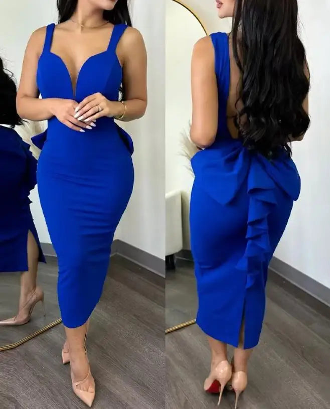 Women's Elegant Plunge Neck Party Dress