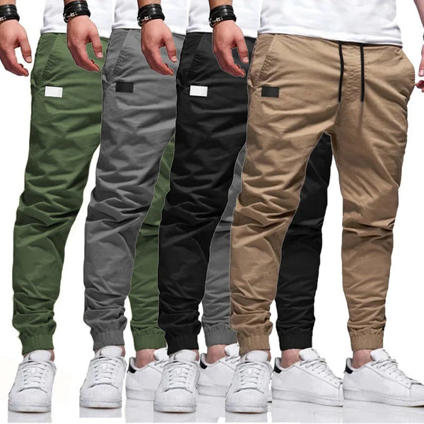 Cross border Men's Workwear Pants Solid Color Slim Fit Tight Leggings Men's Casual Pants European Size