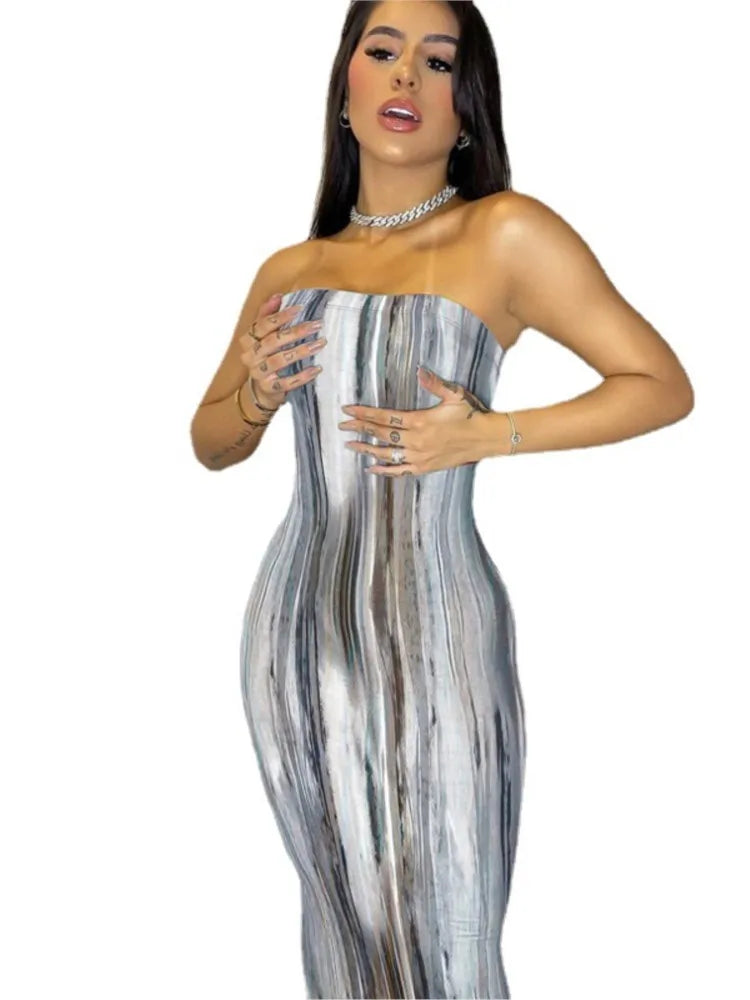 Women's Slim Bandage Chest Wrap Long Dress