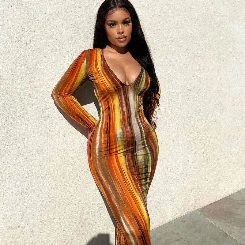 Women's Slim Bandage Chest Wrap Long Dress