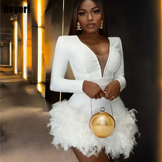 Women’s Elegant White Bandage Mini Dress