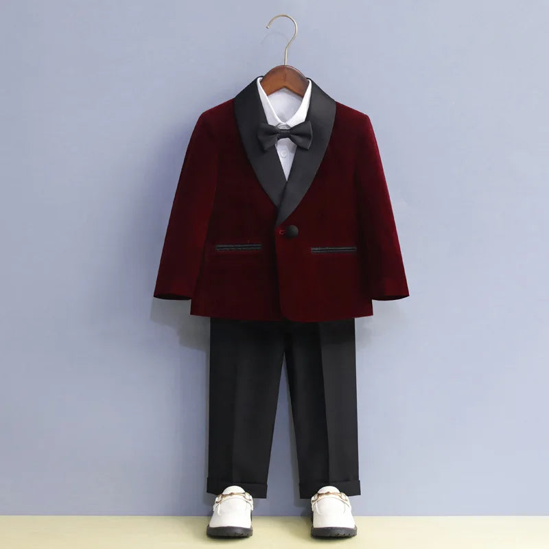 Baby Boys’ Black Velvet Tuxedo Suit