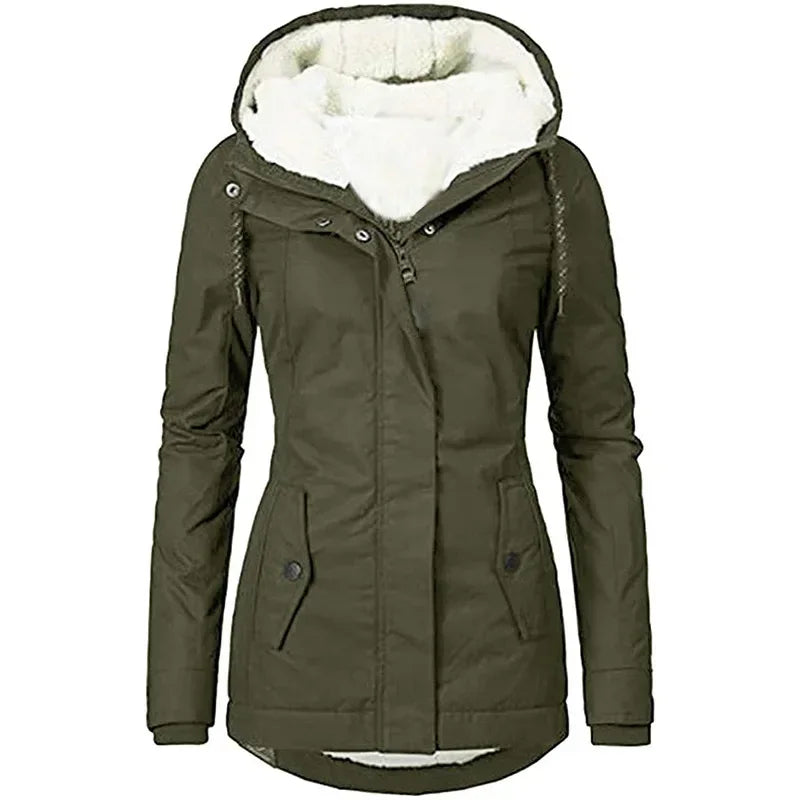 Fashion Hooded Women Splice Zipper Coats