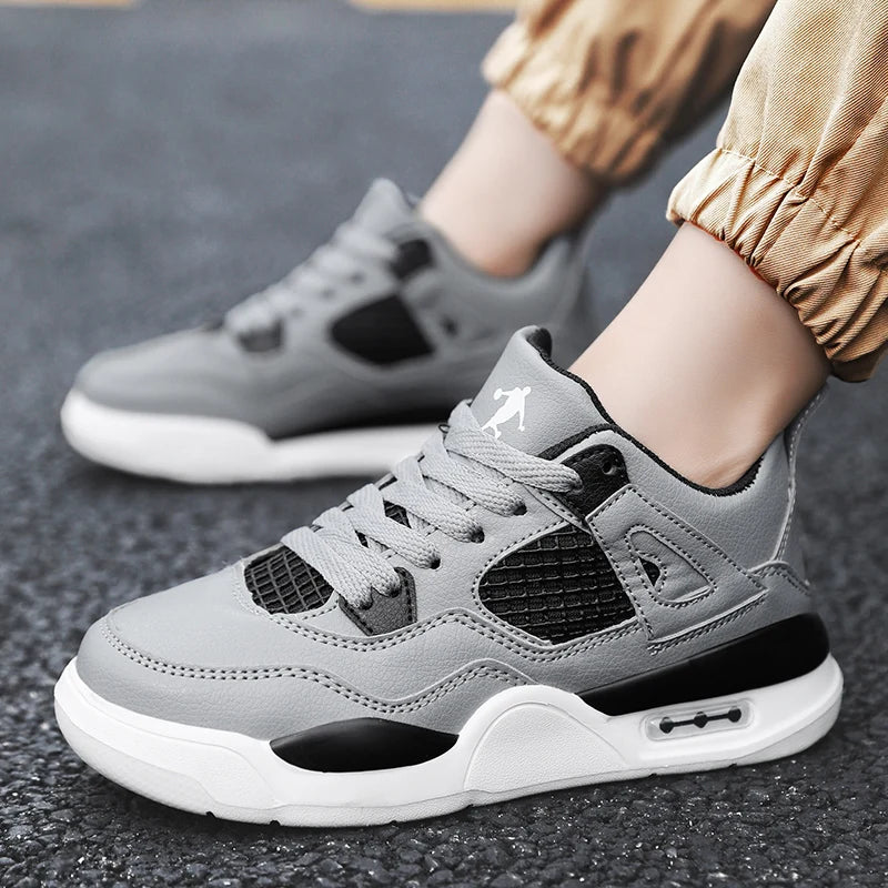 Children’s Breathable White & Black Tennis Shoes