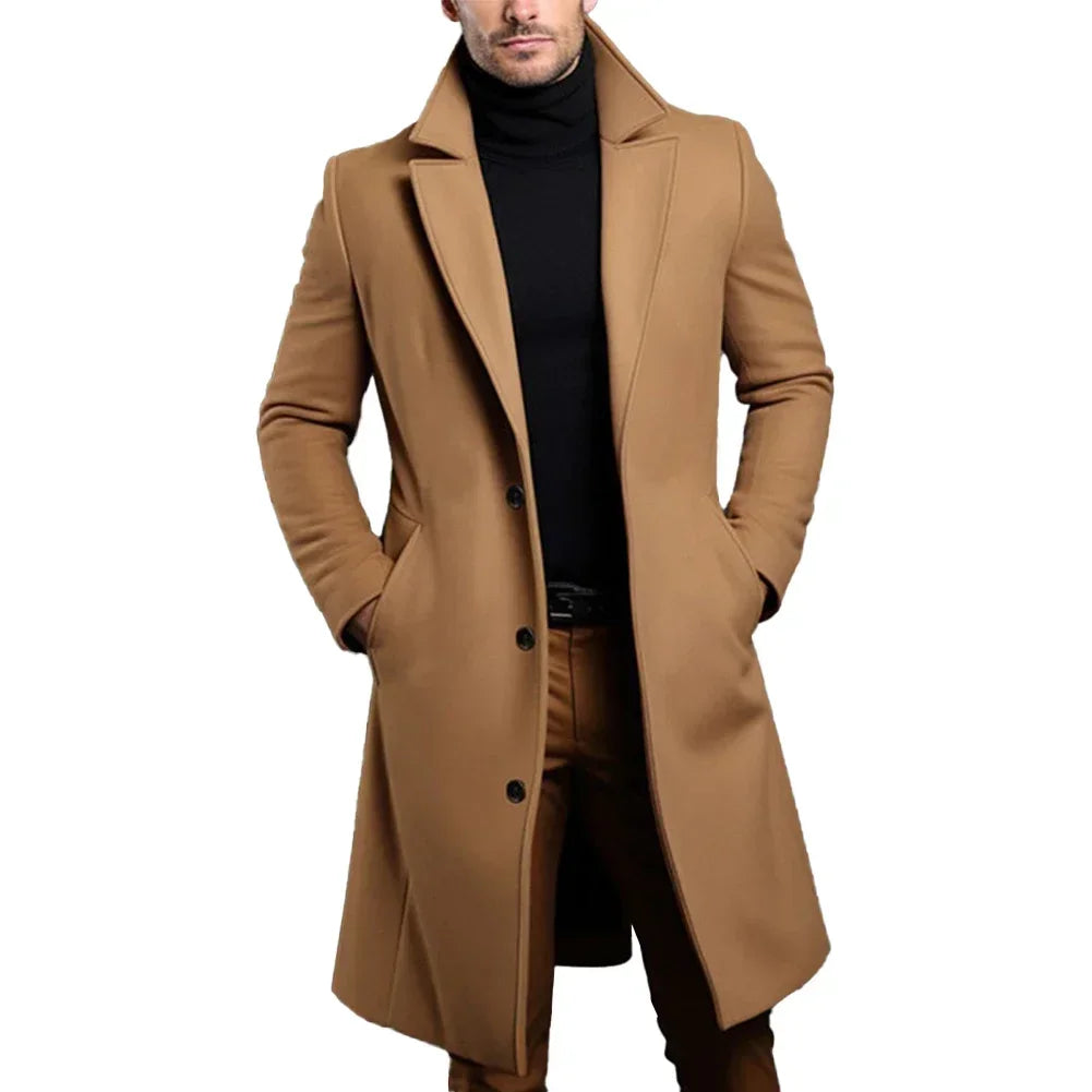 Warm Black Trench Coat For Men
