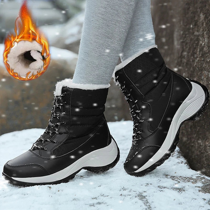 Snow Women's Boots 2025 Trend Women Shoes Platform Ladies Shoes Solid Mid Women's High Boots Platform Boots Women Botas Mujer