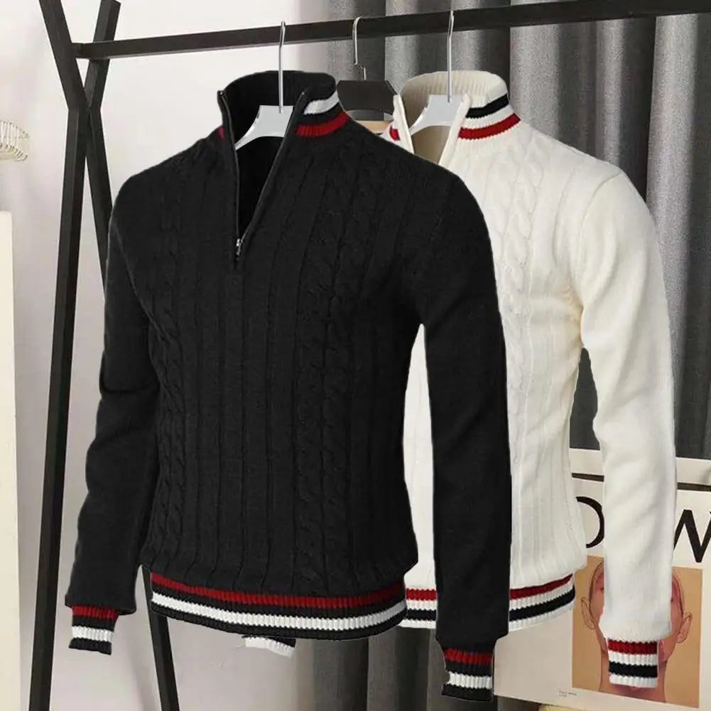 Turtleneck Long Sleeves Zipper Sweater for Men