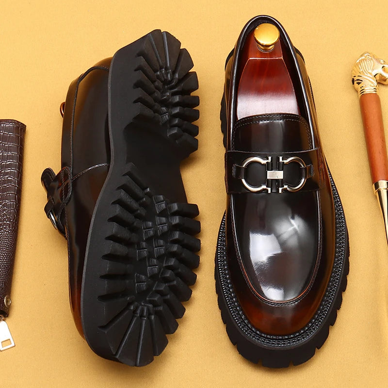 Men’s British Style Glossy Leather Shoes