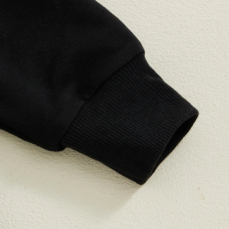 Lioraitiin Boy Fall Pants Set Football Embroidered Long Sleeve Round Neck Sweatshirt Plaid Long Pants Outfits