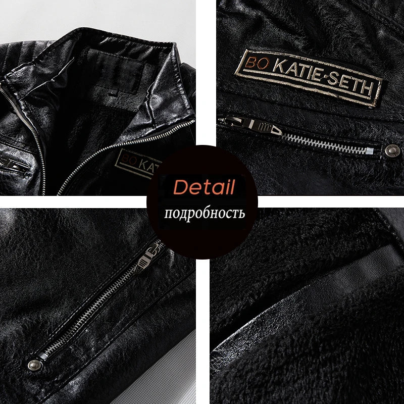 Windbreaker Leather Jacket for Men