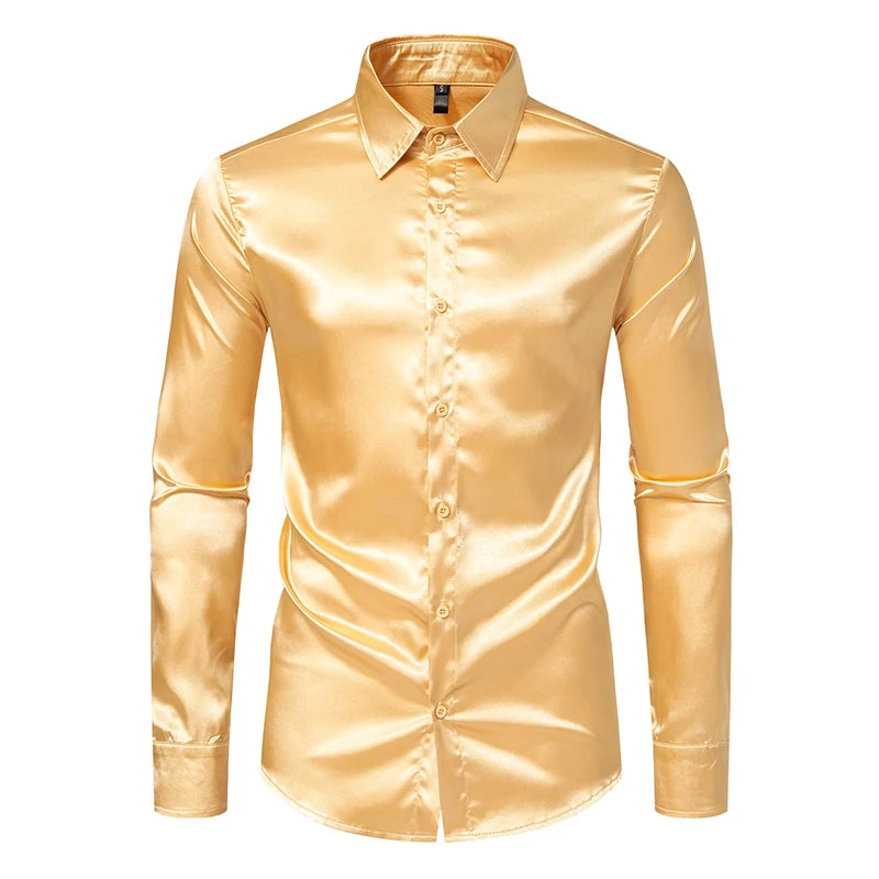Men’s Luxury Black Satin Shirt