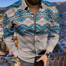 Men’s Aztec Print Casual Buttoned Shirt