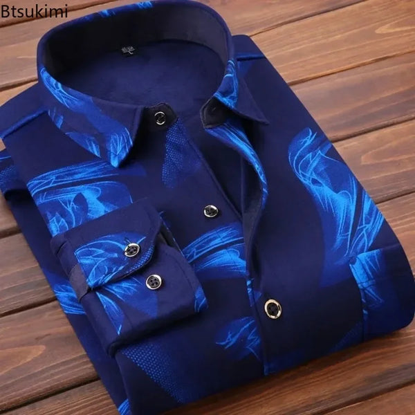 High Quality Men's Clothing Long Sleeve Thick Warm Shirt Tops Fashion Versatile Shirts Formal and Casual Occasions