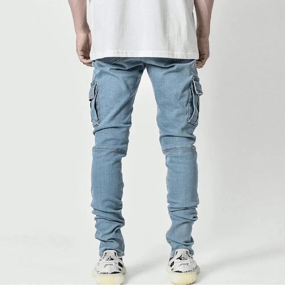 Men’s Street Elastic Cargo Jeans for Daily Wear