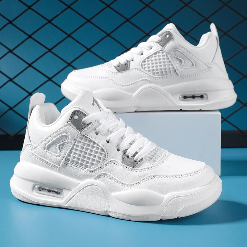 Children’s Breathable White & Black Tennis Shoes