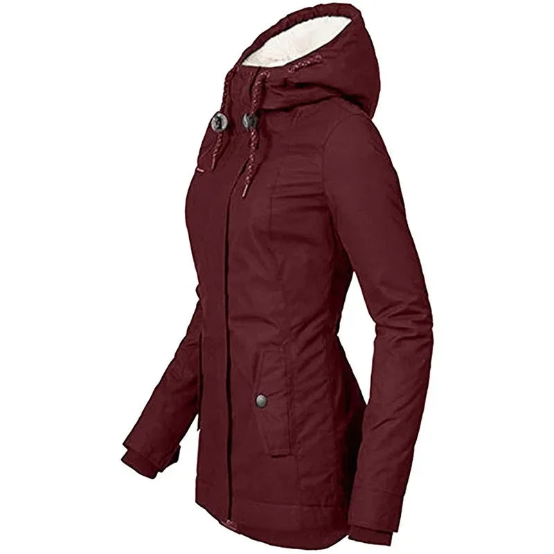 Fashion Hooded Women Splice Zipper Coats