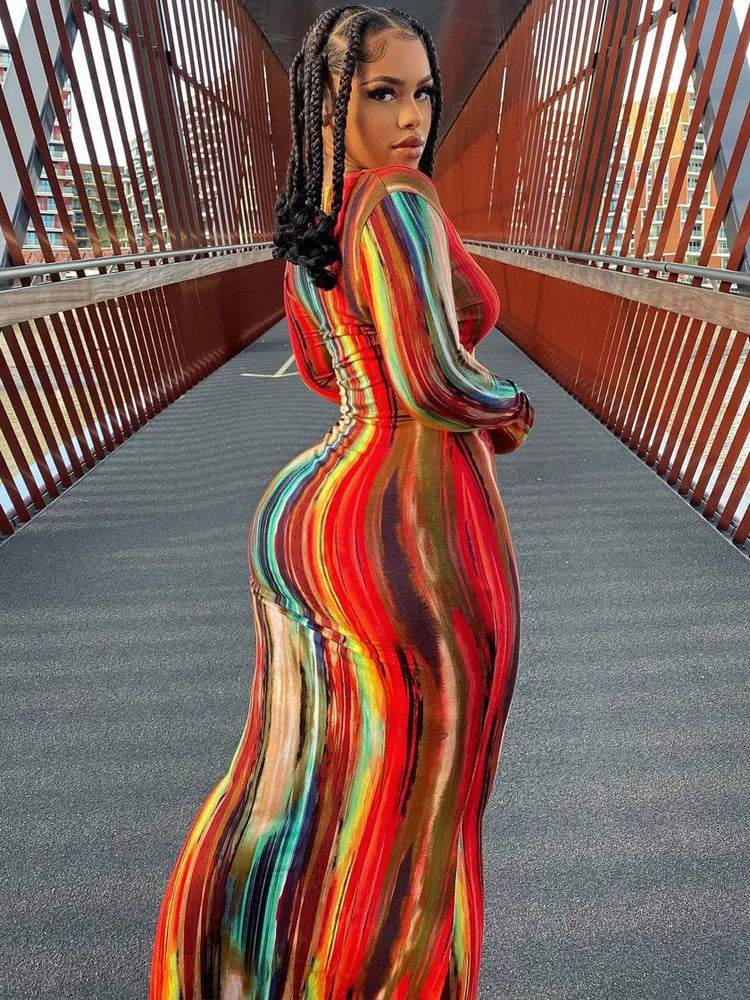 Women's Slim Bandage Chest Wrap Long Dress